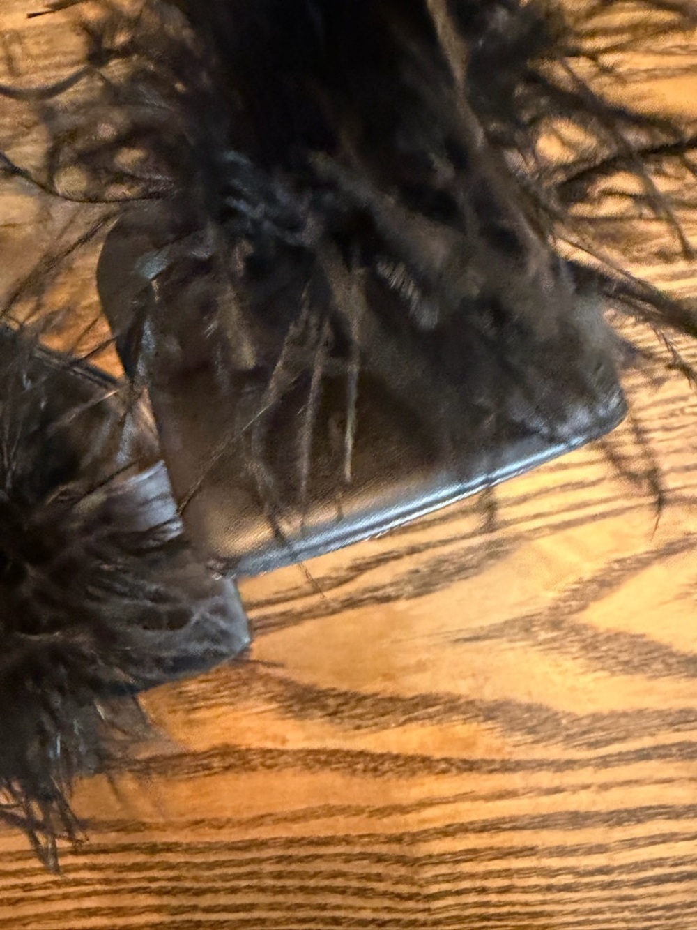 Gianni Bini Black Feather Pom Slingback Heels - Picture 3 of 6